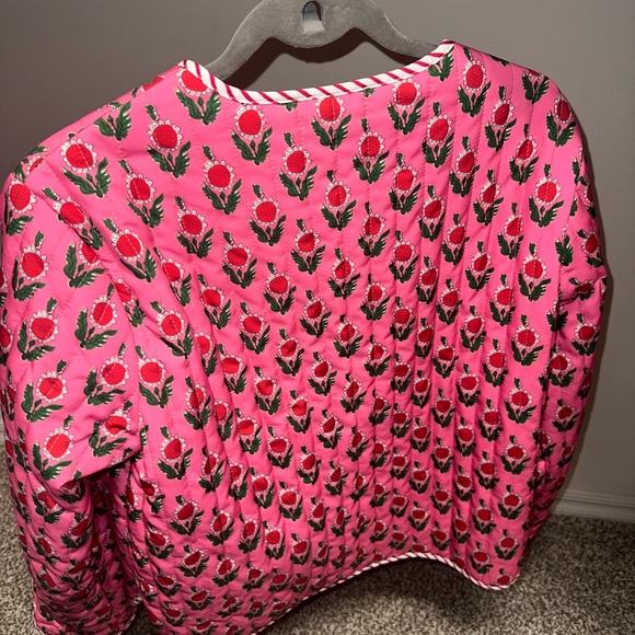 Sunday Up Unisex Indian Pink Floral Quilted Jacket L - Picture 4 of 7